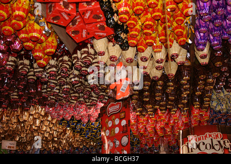Chocolate Easter egg collection in a market Stock Photo