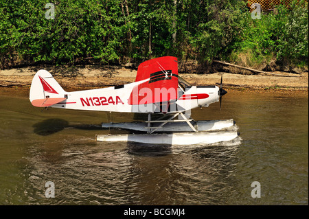 Float plane on the Chena River Alaska Stock Photo