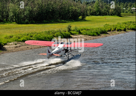 Float plane on the Chena River Alaska Stock Photo