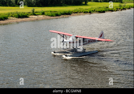 Float plane on the Chena River Alaska Stock Photo