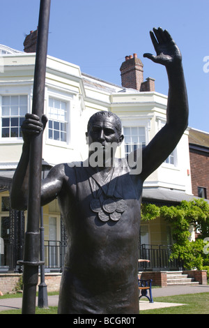 Sir Steve Redgrave statue Marlow Buckinghamshire Stock Photo