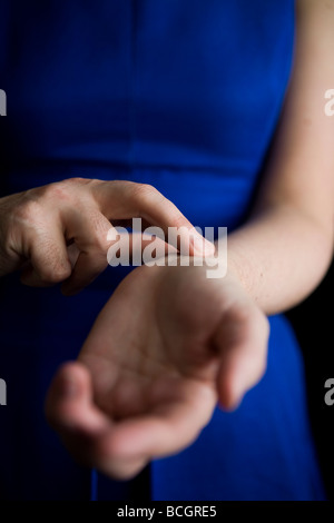 Taking a pulse reading Stock Photo