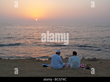 Jeddah people on the Corniche at the sunset Stock Photo