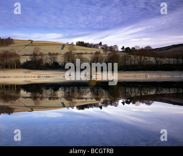 Winter reflections in Derwent Reservoir in the Derbyshire Peak District, UK Stock Photo