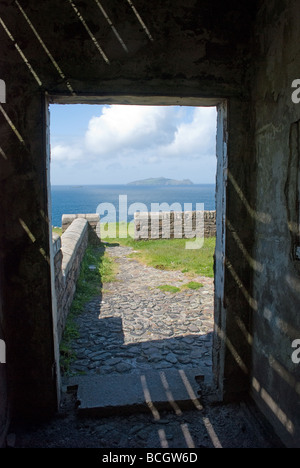 The view through the front door of the school used in Ryan's Daughter (1970) filmed on Dingle peninsula, County Kerry, Ireland. Stock Photo