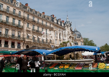Market stall on Comedy Square Montpellier France Stock Photo