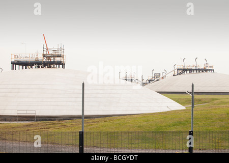 Gas storage depot in Barrow in Furness Cumbria UK This facility sotres gas from the Morecambe Bay gas field UK Stock Photo