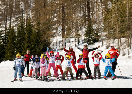 Ski School Gressoney la Trinitè Aosta Italy Stock Photo