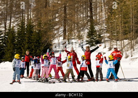 Ski School Gressoney la Trinitè Aosta Italy Stock Photo