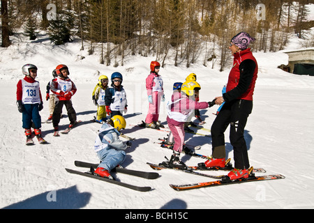 Ski School Gressoney la Trinitè Aosta Italy Stock Photo