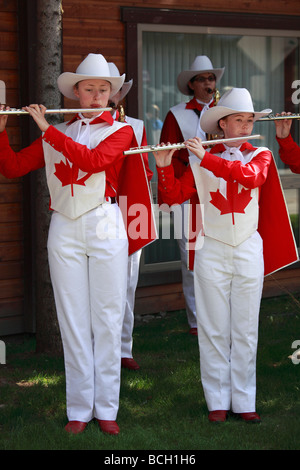 Canada Alberta Banff Canada Day Parade musicians Stock Photo