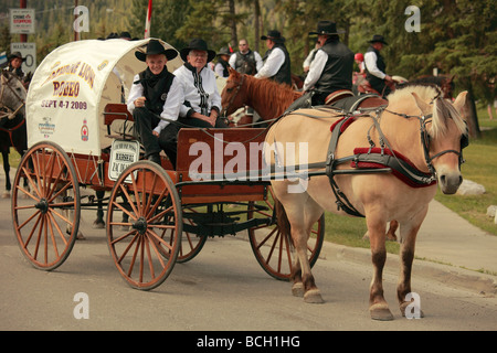 Canada Alberta Banff Canada Day Parade horse carriage people Stock Photo