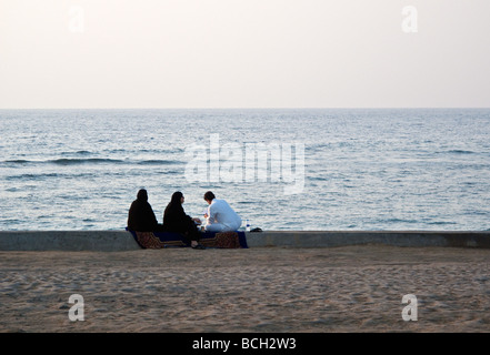 Jeddah people on the Corniche at the sunset Stock Photo