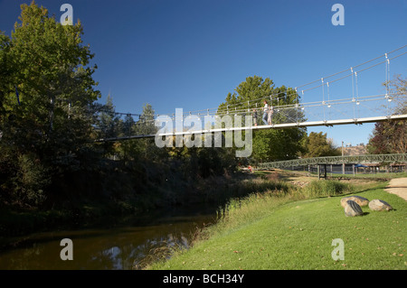 The Swinging Bridge Adelong Creek Adelong New South Wales Australia Stock Photo