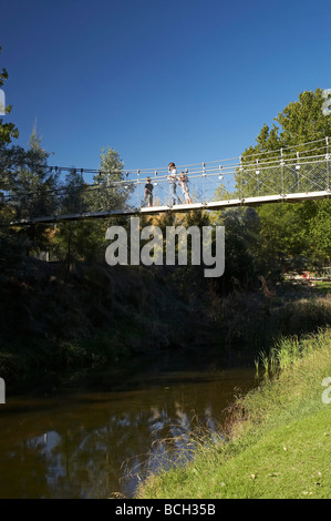 The Swinging Bridge Adelong Creek Adelong New South Wales Australia Stock Photo