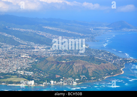 Aerial view of Diamond Head, Oahu, Hawaii USA Stock Photo