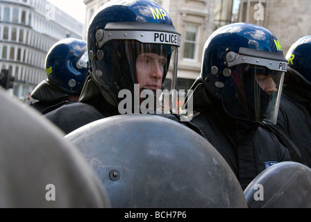 Metropolitan police in riot gear at demonstration London Stock Photo