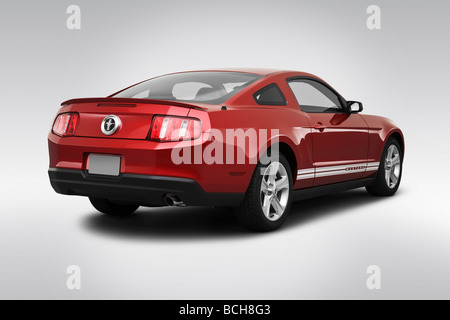 2010 Ford Mustang V6 Premium in Red - Rear angle view Stock Photo