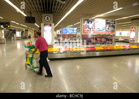Empty Baggage claim conveyors, Arrivals, Malta International airport, Malta Stock Photo