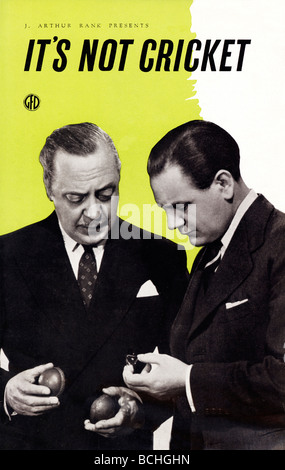 Its Not Cricket Basil Radford and Naunton Wayne on the cover of the brochure for the English 1949 crime comedy Stock Photo