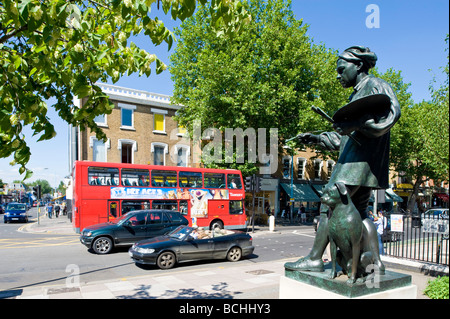 Statue of William Hogarth  painter by Chiswick High Road London United Kingdom Stock Photo