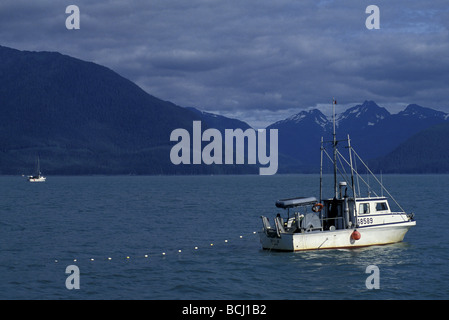 Commercial salmon fishing gillnet boat hi-res stock photography