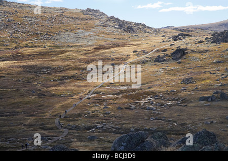 Walking Track to Mt Kosciuszko Kosciuszko National Park Snowy Mountains New South Wales Australia Stock Photo