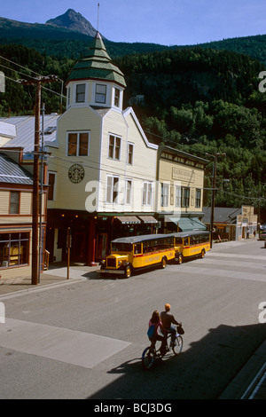 Street Car Tour Co. & 2nd Street Skagway AK SE Summer Stock Photo