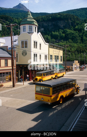 Street Car Tour Co. & 2nd Street Skagway AK SE Summer Stock Photo