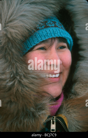 Inupiat Eskimo Woman in Fur Parka Nome AK Winter Stock Photo: 15898721 ...