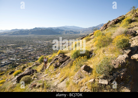 Spring time of Palm Springs and Coachella Valley from Museum Trail in Palm Springs California USA Stock Photo