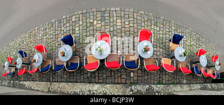 Germany Düsseldorf promenade cafe table May 09 Stock Photo