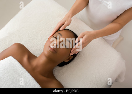 Woman having a head massage Stock Photo