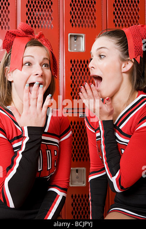 Excited cheerleaders Stock Photo