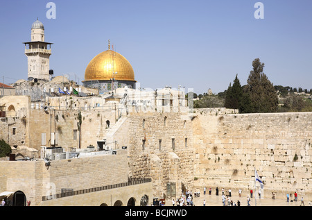 Wailing wall and dome of the rock jerusalem Stock Photo