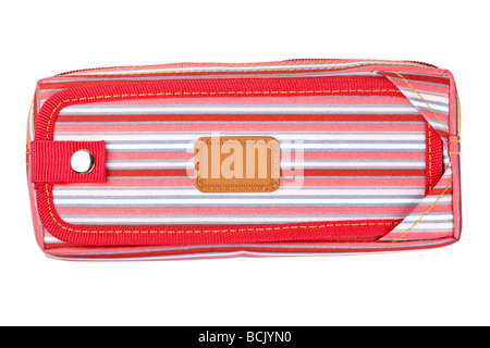 A red pencil case isolated on white background Stock Photo