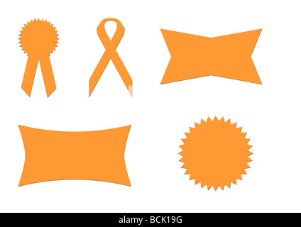 Set of five blank ribbons and banners isolated on white background Stock Photo