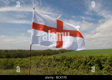 English flag of St George in the Kent countryside England HOMER SYKES Stock Photo
