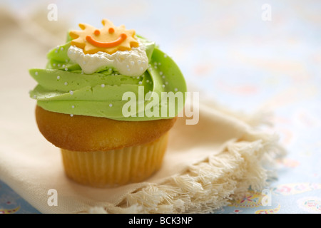 Close-up cupcakes with frosting and sprinkles Stock Photo