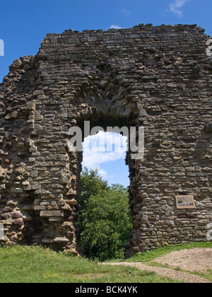 Part of the remains of the castle tower at Christchurch Priory Dorset England UK Stock Photo