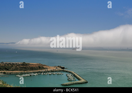 San Francisco Bay shrouded in thick fog Stock Photo