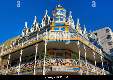 Victorian design on Backpacker's hotel on Long Street in Cape Town South Africa Stock Photo