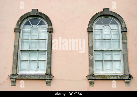 twin windows on a summer house in the garden of asgill house, richmond upon thames, surrey, england, Stock Photo