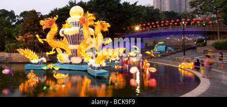 China Hong Kong Mid-Autumn festival or Moon festival around in Hong Kong districts Stock Photo