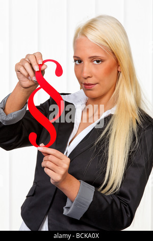 Young beautiful student of law in paragraph jungle Stock Photo