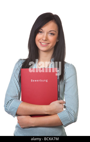 A brilliant young pretty girl with his application folder Stock Photo