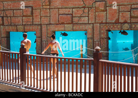 Aquarium in Siam Park, The Water Kingdom,  near Playa de Las Americas, Costa Adeje, Tenerife, Canary Islands, Spain Stock Photo