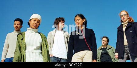 Group of young people, panoramic view Stock Photo