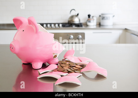 Broken piggy bank Stock Photo