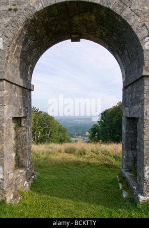 View through Grange Arch on the Purbeck hills Dorset Stock Photo